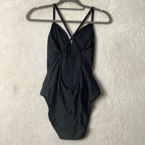 BLEU Rod Beattie One Piece Swimsuit Women Size 6 Black Metal Detail Low Back - Picture 4 of 6